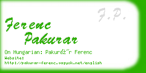 ferenc pakurar business card